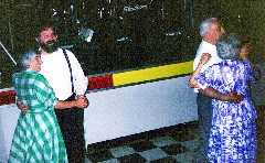 Ruth Bennett McDougal Dorrough; Dan Dorrough; Gordon Bennett; Alice Bennett dancing at Alice and Gordons 50th Anniversary Party